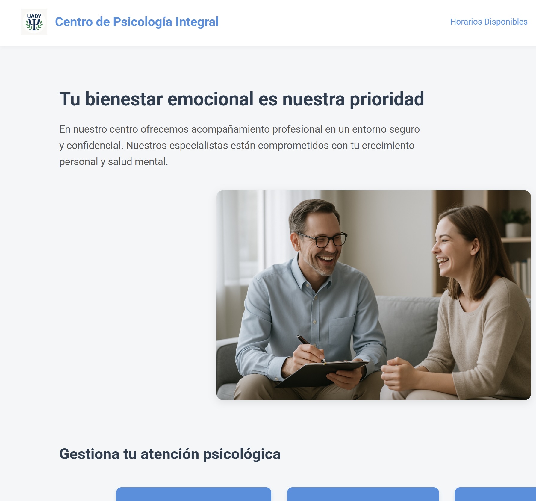 Captura de pantalla de CPI UADY, gestión administrativa